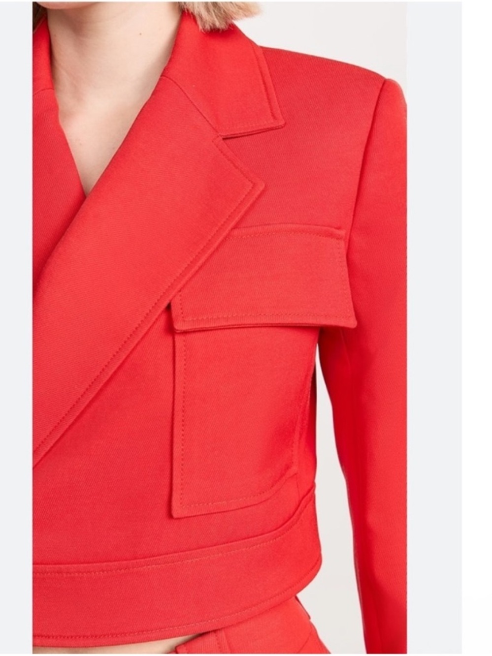 A.L.C. Reeve Cropped Blazer Jacket Patch Pocket Ruby Red Size 6 - Picture 3 of 16